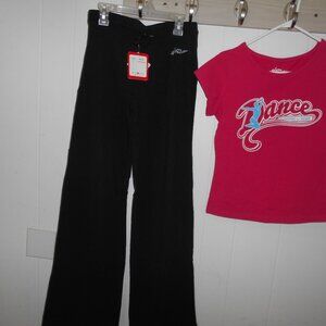 "Dance" Pink Crop Top & Black Drawstring Pants  Adult Medium NWT